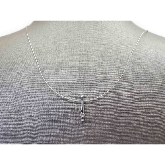 0.1 ctw Diamond V2000 Platinum Charm Pendant on 18k White Gold Chain
